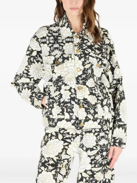 Geacă de blugi Roberto Cavalli cu model floral cu imagine alb