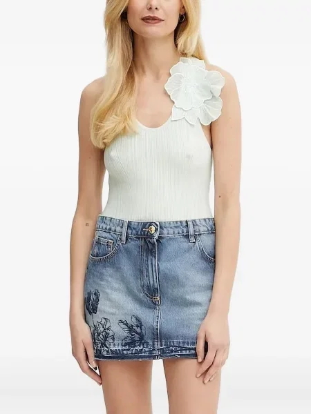 Top Elisabetta Franchi cu model floral verde