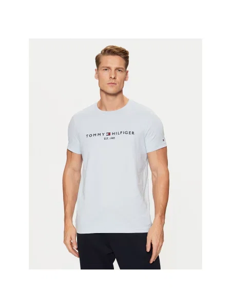 Tommy Hilfiger Marškinėliai Tommy Logo Žydra Regular Fit mėlyna