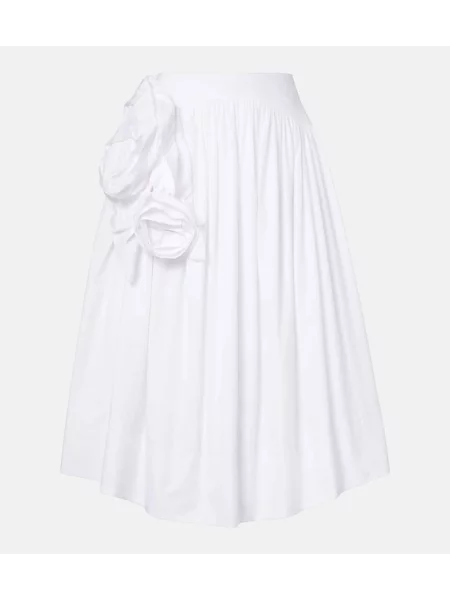 Fustă midi Simone Rocha cu model floral până la genunchi din poplin alb