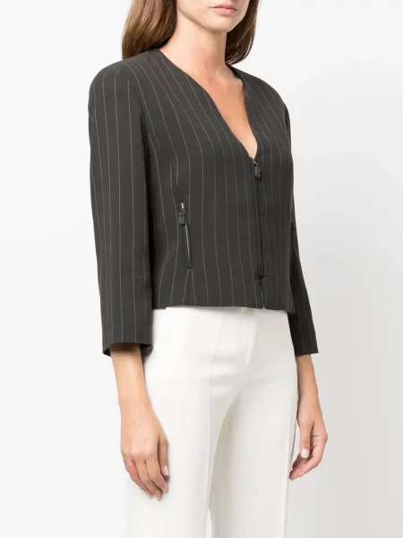 Bunda Giorgio Armani Pre-owned s výstřihem do v šedá