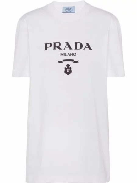 Koszulka Prada Logo z nadrukiem biała | Shopsy