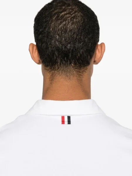 Polo Thom Browne din jerseu alb
