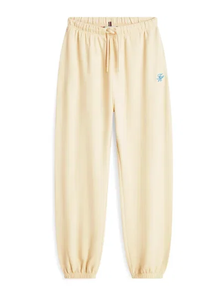 Športne hlače Tommy Hilfiger z vezenjem bež