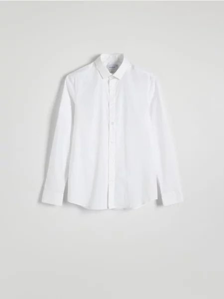 Reserved Koszula slim fit z merceryzowanej bawełny biały