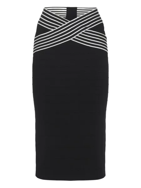 Fustă midi Elisabetta Franchi cu dungi până la genunchi negru