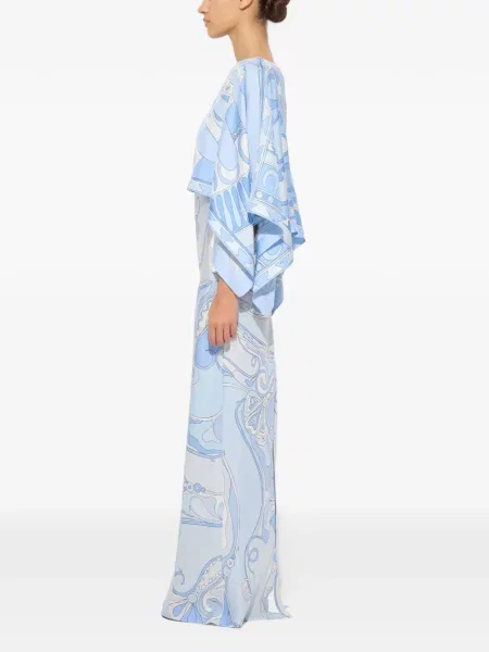 Jedwabna sukienka Pucci z nadrukiem garniturowa niebieska