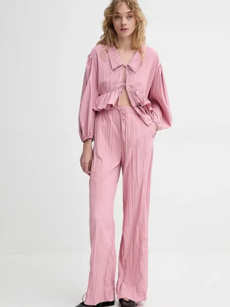 Stine Goya koszula relaxed z kołnierzykiem klasycznym różowy