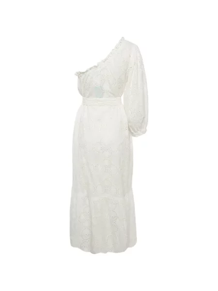 Rochie midi Melissa Odabash cu broderie cu un umăr gol alb