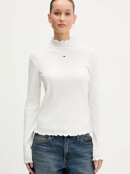 Tricou mânecă lungă Tommy Jeans bej