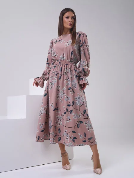 ISSA Plus Сукня міді бежевий