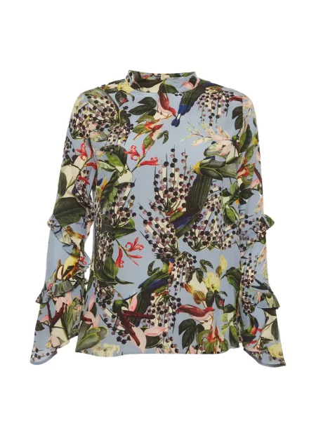 Top Sandro cu model floral cu imagine albastru