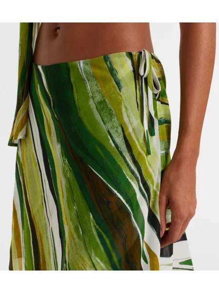 Pantaloni Christopher Esber de mătase verde