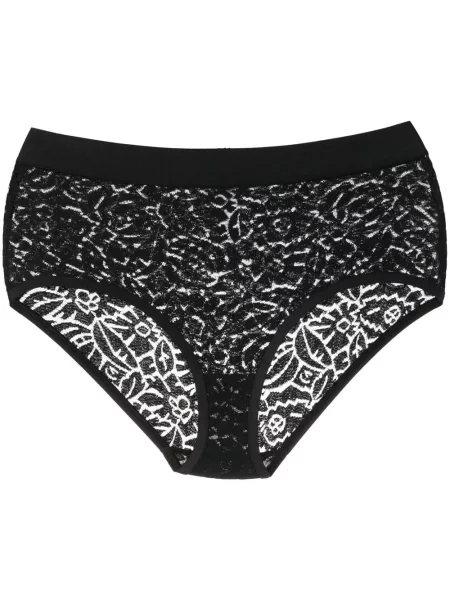 Chiloți tanga Eres cu broderie cu model floral plasă negru