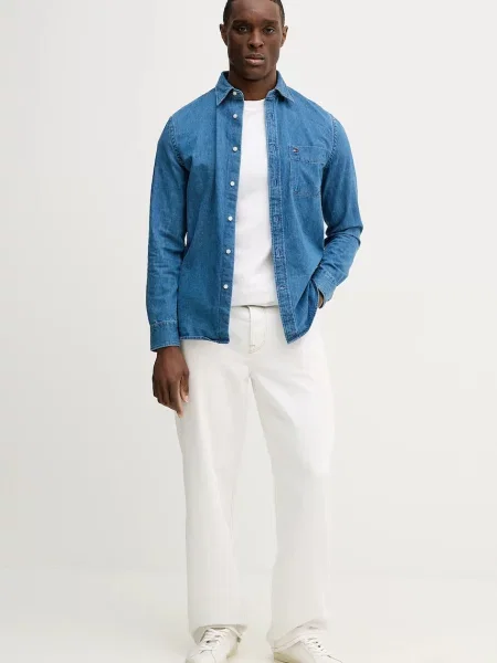 Srajca iz jeansa Tommy Hilfiger modra
