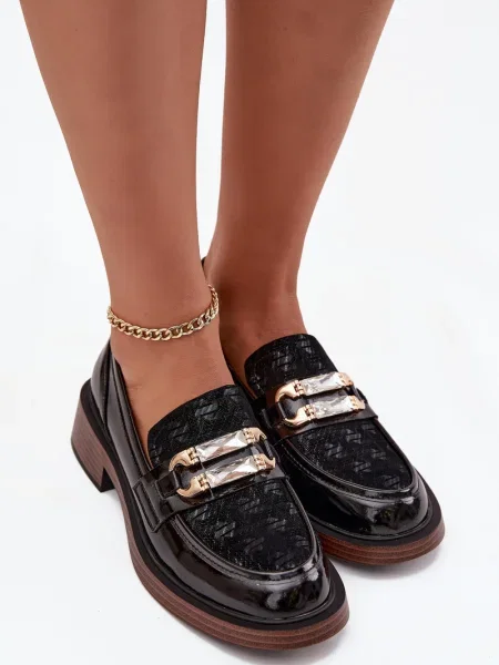 Кожени мокасини D&a от лакирана кожа черно