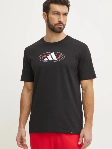Тениска adidas M C HOT CB T с принт черно