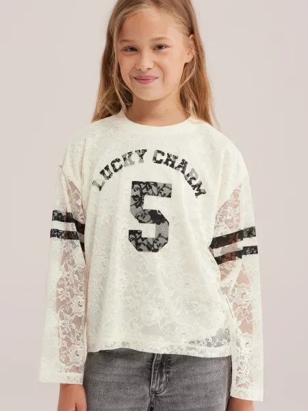 WE Fashion Tricou negru / murdar alb