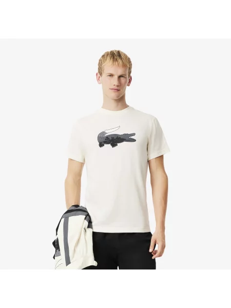 Lacoste Koszulka Sport Ultra Dry Landscape Crocodile beżowy