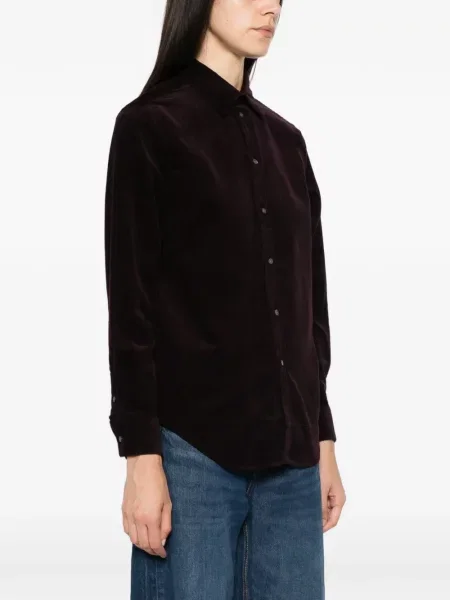 Hímzett kordbársony hosszú ing Polo Ralph Lauren lila