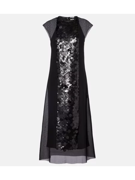 Rochie midi Joseph din șifon până la genunchi de costum negru