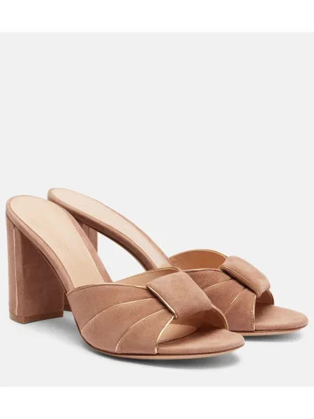 Mules Gianvito Rossi iz semiša roza
