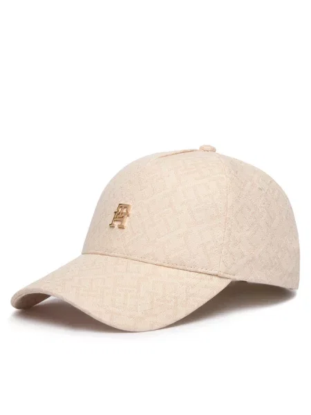 Czapka z daszkiem z czystej bawełny Tommy Hilfiger beżowa