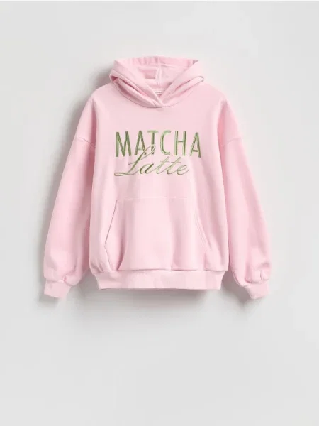 Reserved Oversize mikina s výšivkou pastelová ružová