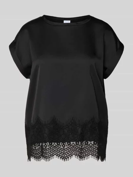 T-shirt z okrągłym dekoltem model ‘ELLETTE’ Vila czarna
