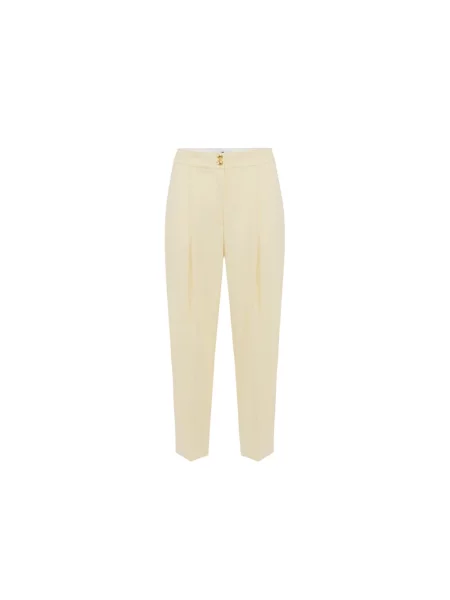 Elisabetta Franchi spodnie zielony fason cygaretki high waist żółte