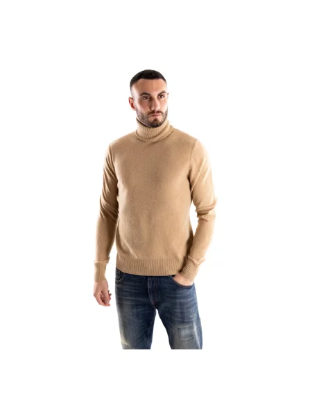 Sweter z golfem Paolo Pecora wełniany brązowy