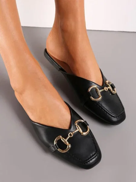 Papuci Tip Loafers cu Lanț Titacia negri
