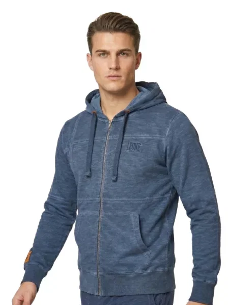 Bluza z kapturem Old Wash zapinana na niebieska