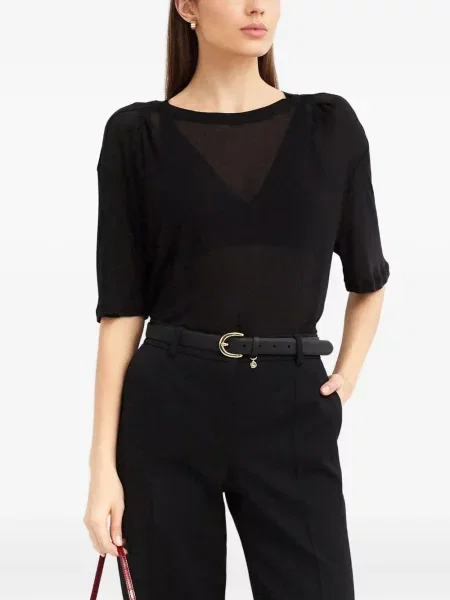Top Victoria Beckham plisat scurt negru