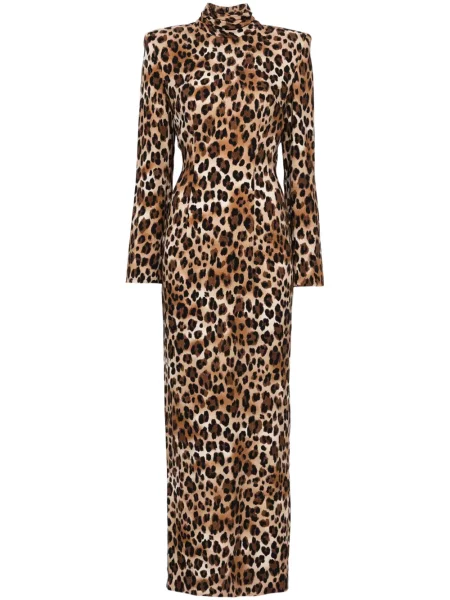 Rochie maxi Rowen Rose cu imagine cu model leopard de costum roz