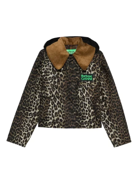Geacă Barbour de catifea cord cu imagine cu model leopard maro