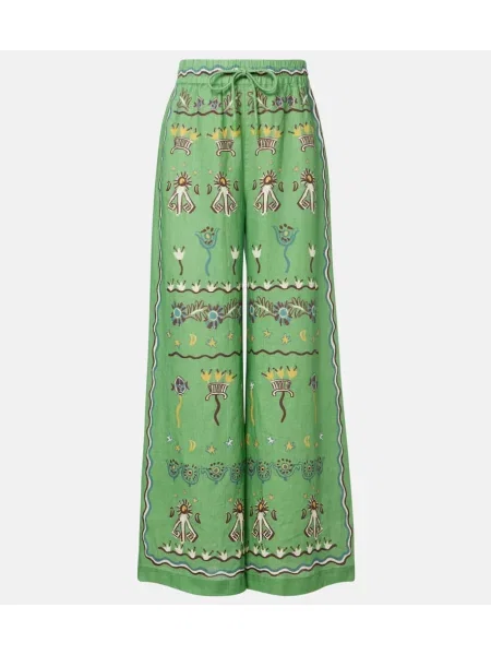 Pantaloni Alemais de in cu picior lat verde