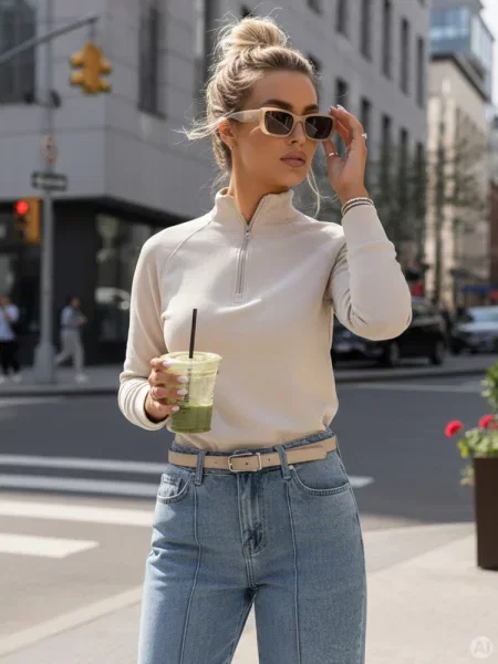 Bluza ze stójką Dstreet beżowa