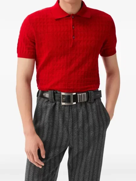 Tricou polo Versace de lână roșu