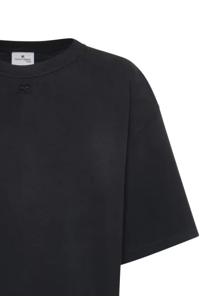 Tricou Courreges cu broderie negru