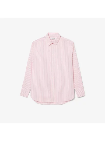 Lacoste Oversizowa Koszula Z Popeliny różowa