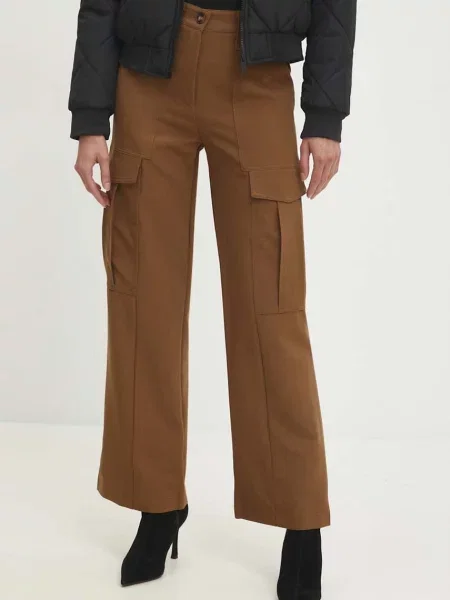 Панталон Answear Lab със стандартна кройка с висока талия кафяво