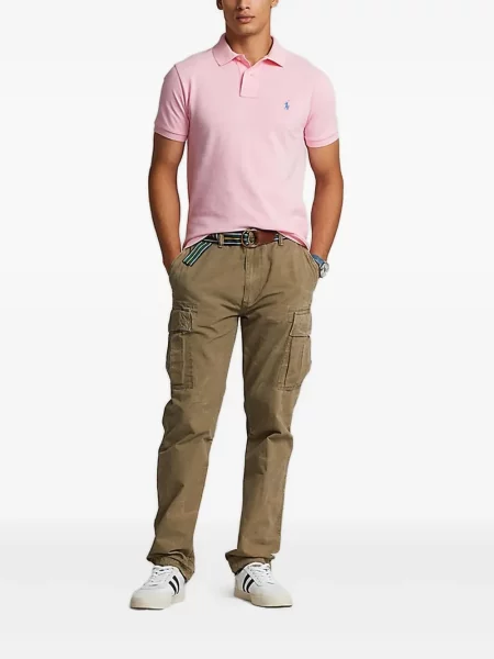 Lanena polo majica Polo Ralph Lauren karirana zelena