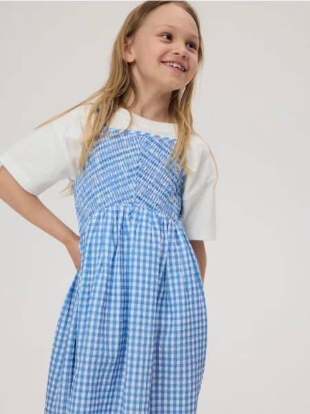 Reserved Rochie în carouri albastru-pal albastru