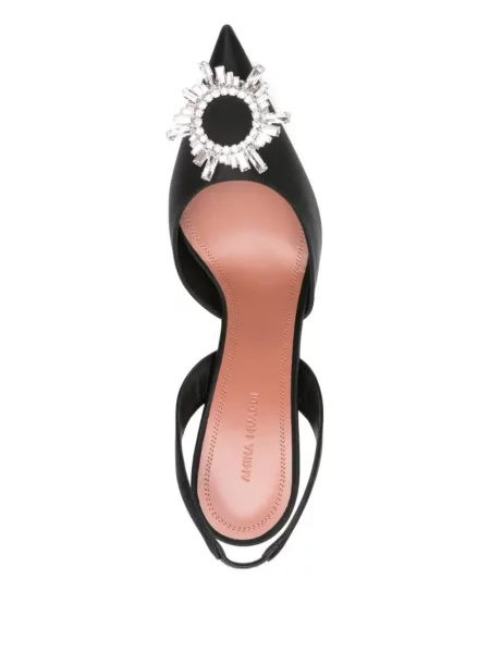 Papuci tip mules Amina Muaddi de cristal negru
