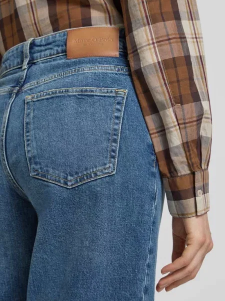 Jeansy z szeroką nogawką z mieszanki bawełny i Marc O'polo niebieskie