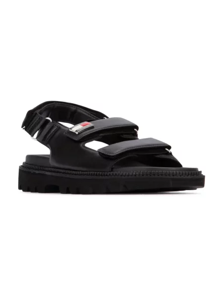 Sandały Tommy Jeans skórzane bez obcasa czarne