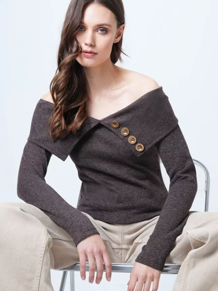 Trend Alaçatı Stili Tricou închis maro