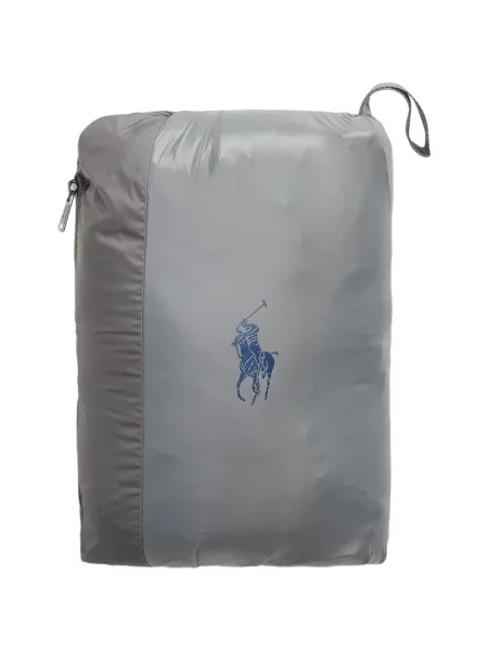 Вълнена поло тениска Polo Ralph Lauren с връзки с принт синьо