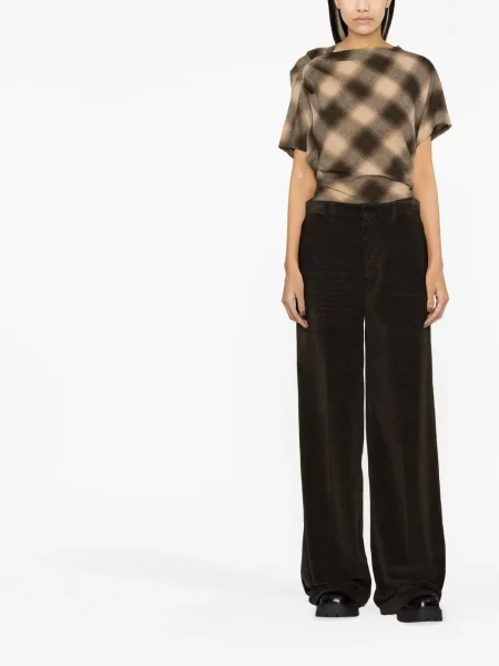 Plačiakojis kelnės Dsquared2 kordinis velvetas ruda